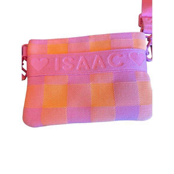 Personalized Orange & Pink Checkered Crossbody Bag With Adjustable Strap & "Isaa - Picture 5 of 5